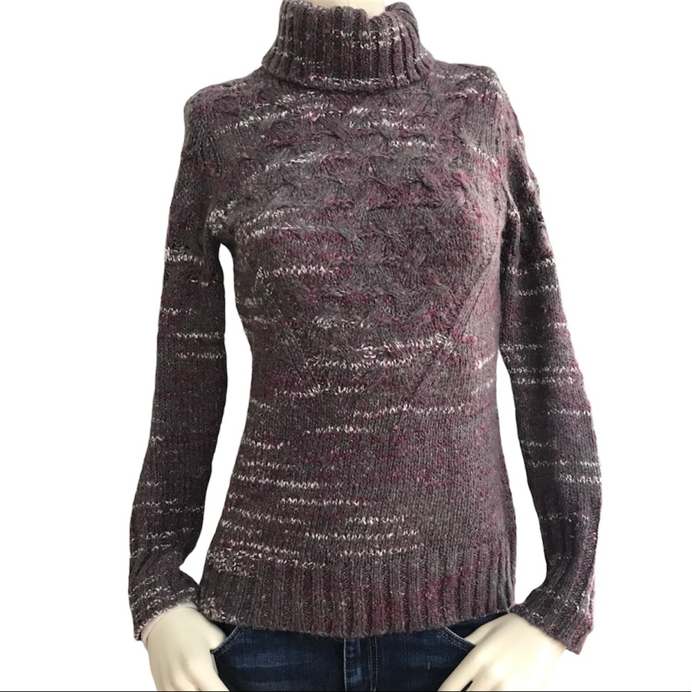 Turtle Neck Knit Sweater by Ruff Hewn Gray Purple Size Small